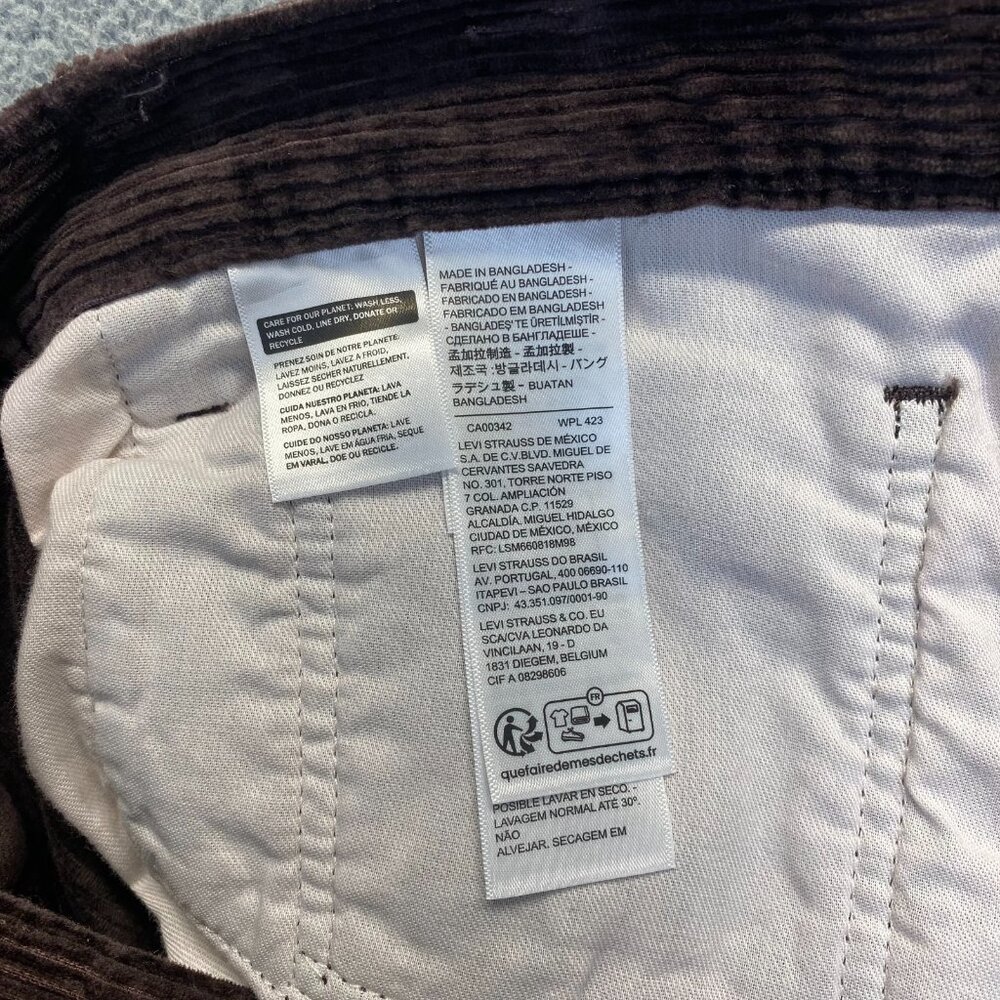 Levis 568 Loose Straight Carpenter Pants Brown Corduroy Workwear Size 38x34 - Picture 13 of 16